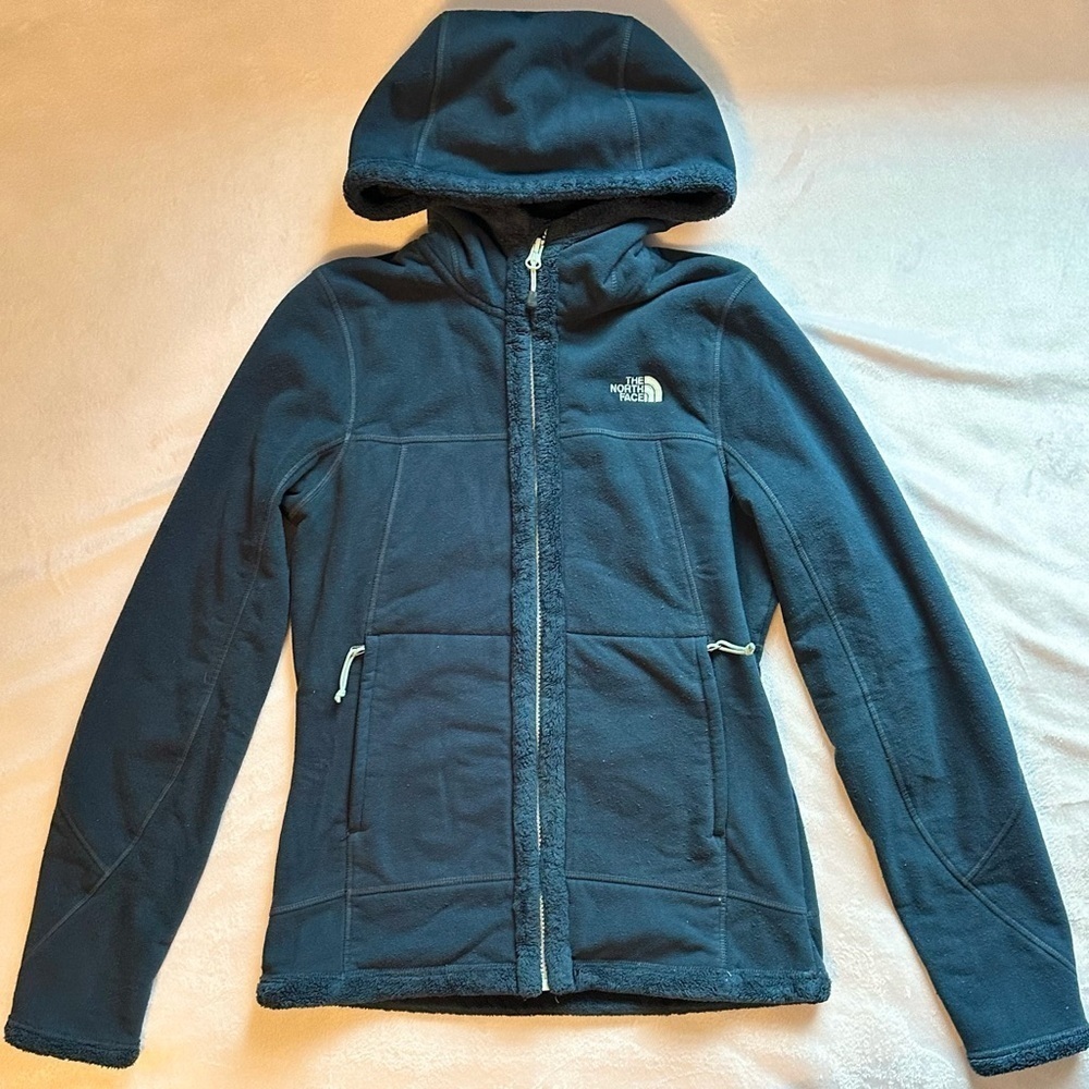 The North Face Hooded Full Zip Fleece Jacket Women’s S teal
